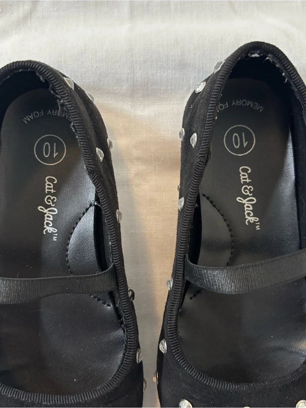 Cat & Jack Black Mary Jane Flats with Rhinestone Studs